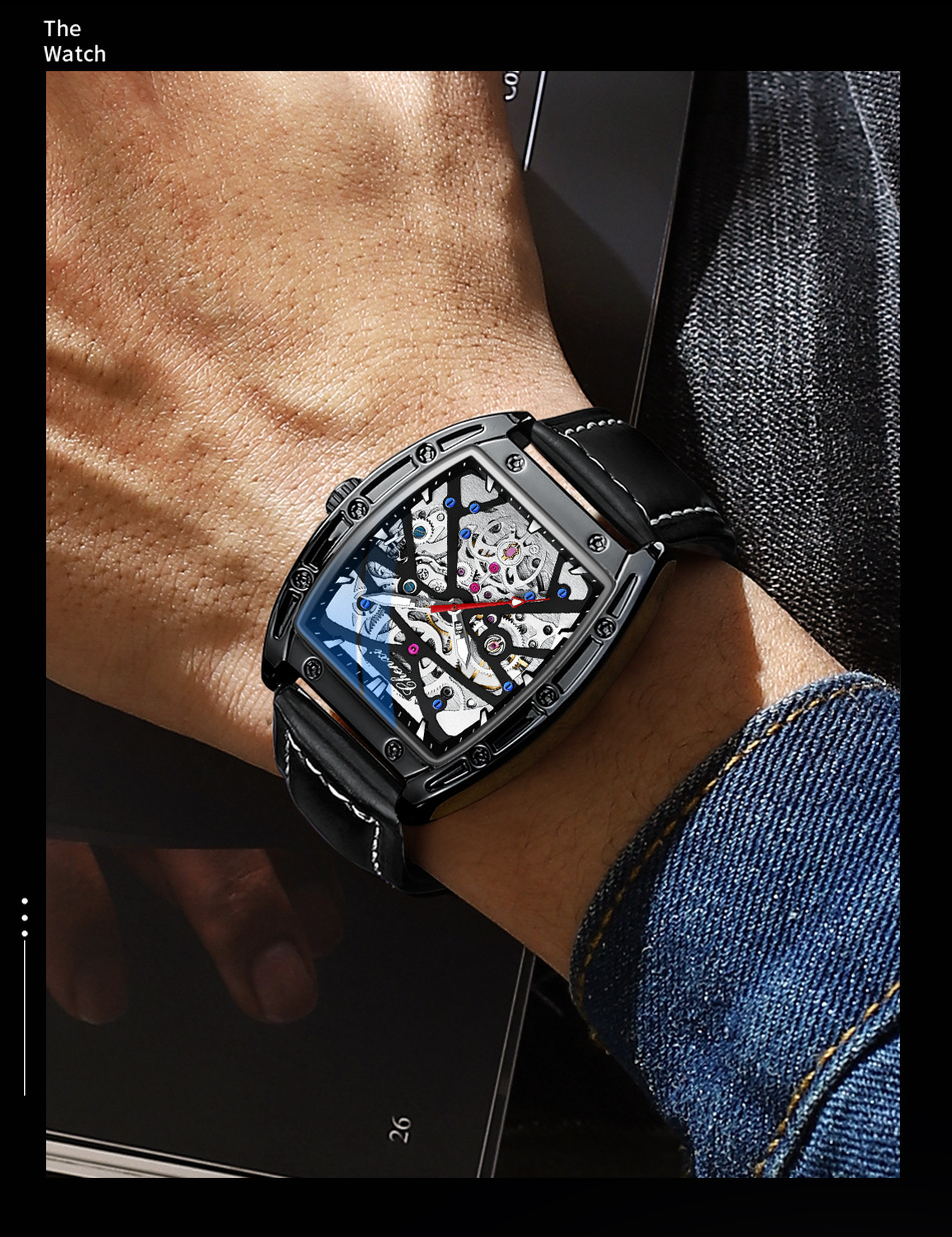 Men's Mechanical Watch Genuine Leather Waterproof Automatic_voghion.com