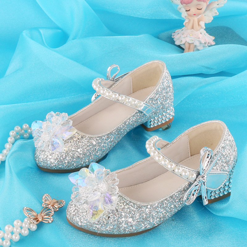 Zapatos de Tacón con Lentejuelas para Niña, Suela TPR y PU, para Danza y Presentaciones