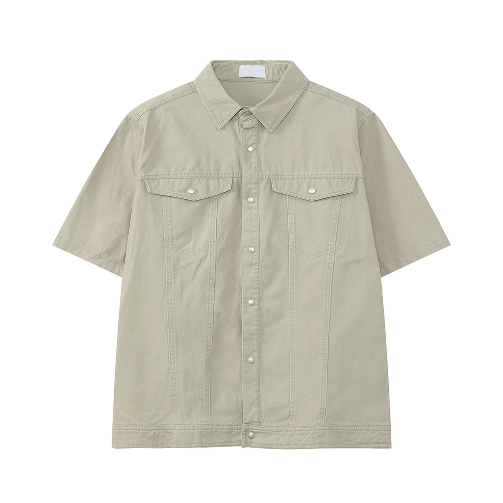 MTLCLOTHES para hombre | American High Street Solapa de color sólido Algodón simple Ropa de trabajo casual Traje de viaje de todo fósforo