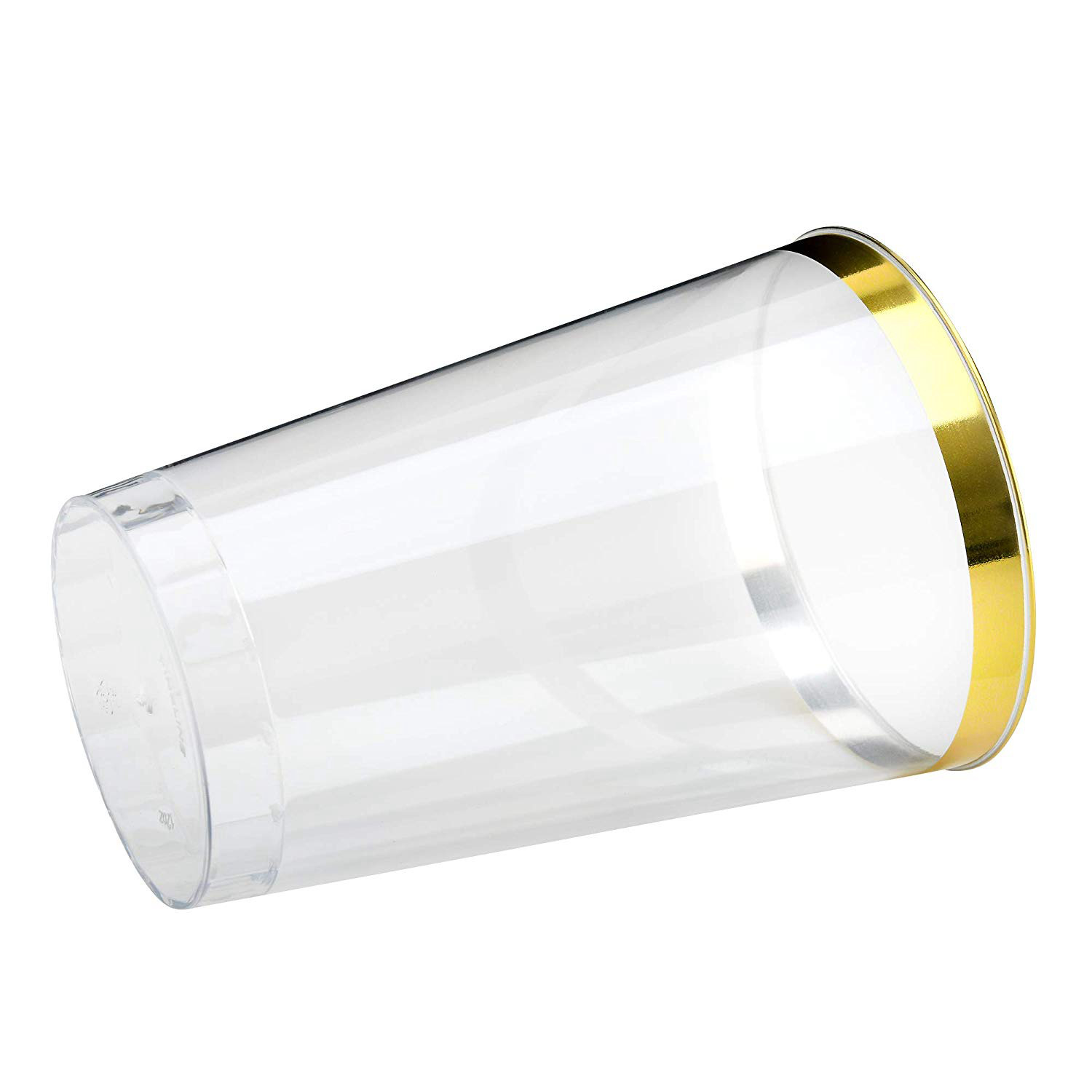 14oz borde dorado taza transparente Doble Oro borde desechable cara taza de plástico cocina drinkware