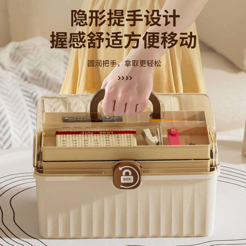 手提多层医药箱家庭装小药箱便民医药收纳盒家用大容量杂物急救箱|undefined