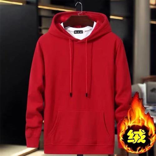 Men's 360g Pure Cotton Hooded Sweatshirt with Fleece Lining for Autumn/Winter, Thick and Warm, Versatile Couple Hoodie Sweatshirt, Loose Outerwear