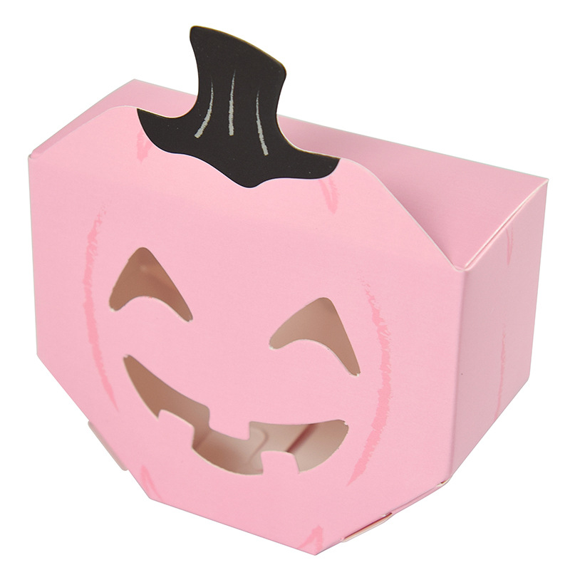 Caja de regalo de galleta de caramelo hueca de calabaza rosa linda original Caja de embalaje de caramelo de punto 10/paquete