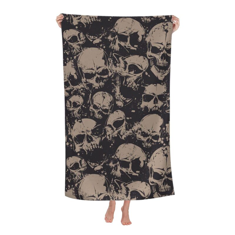 Cross-Border Beach Towel Halloween Theme Skull Print Bath Towel Microfiber Sports Towel Amazon Wholesale