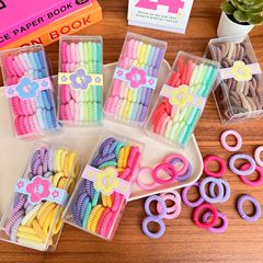 彩色多巴胺電話線發圈少女甜美頭繩套裝漸變色無痕電話圈發繩髮飾