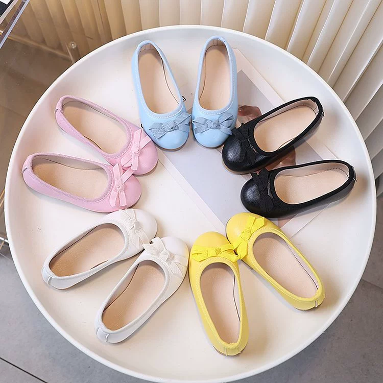 2025 весна и осень минималистская кожаная обувь для девочек новый бант для девочек