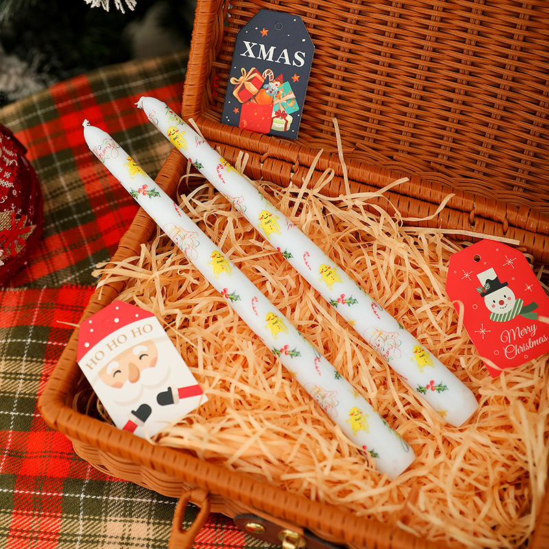 クリスマス香りキャンドルヨーロッパプリントロングロッドワックス漫画かわいい雰囲気の装飾品ホーム撮影装飾|undefined