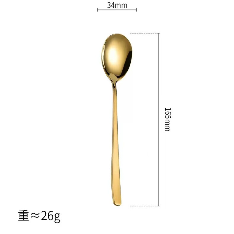 304 ステンレス鋼韓国スプーンとフォーク肥厚デザートスプーンロングハンドル家庭用スプーンコーヒーミキシングラウンドスプーン|undefined