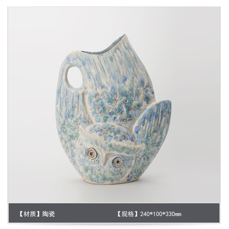 侘寂中古风星点陶瓷花瓶高级感桌面家居软装插花器复古装饰品摆件|undefined