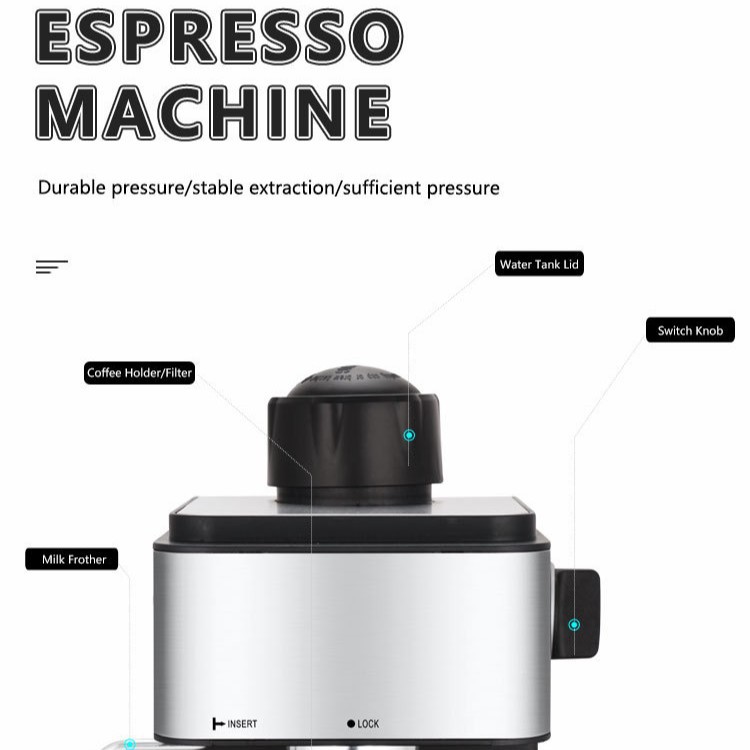 Máquina de café 3.5Bar doméstica espuma de leche transfronteriza pequeña cafetera italiana cafetera