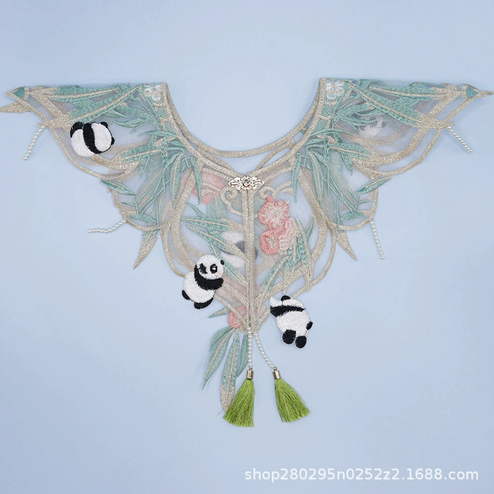 Панда вышитая облачное плечо свежая бамбуковая вышитая шаль