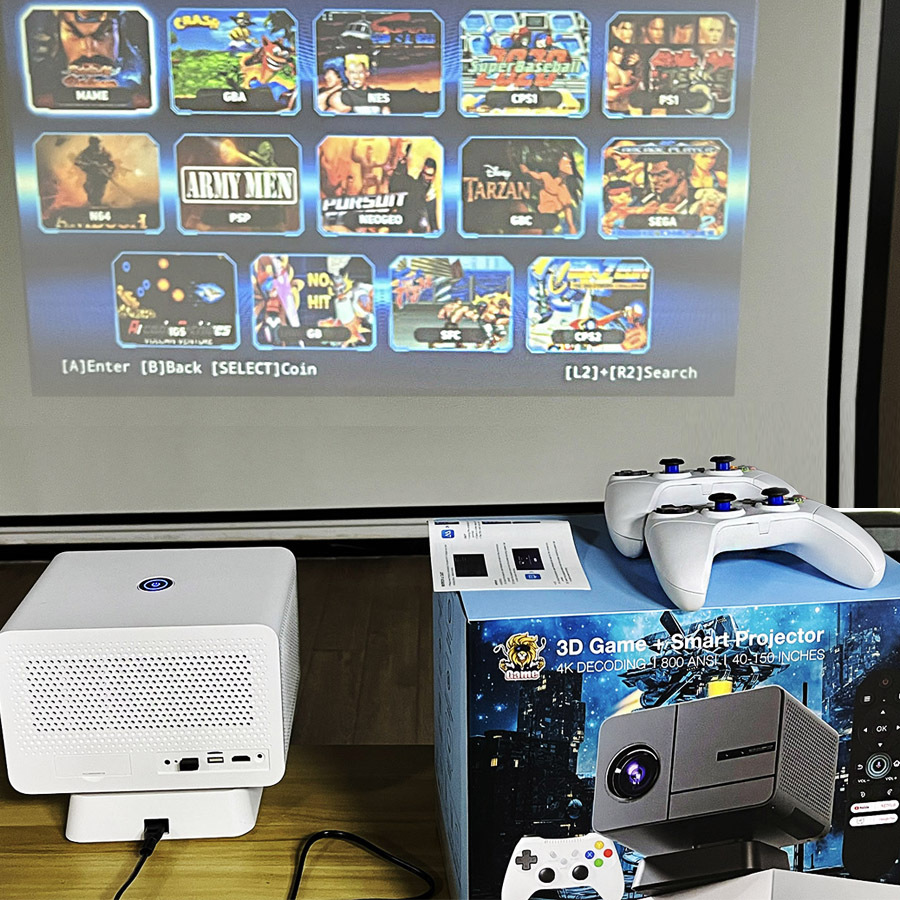 Customized Cross-Border Projector P50Max Game Console Android H713 Supports 4K High-Definition Projector Game Source Factory