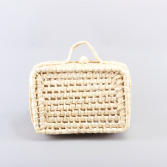 2024 new photo shoot props rattan square portable luggage bag storage bag retro literary straw women's bag