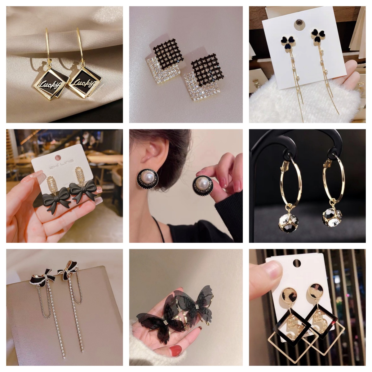 Retro geometric small design fashionable sophisticated earrings