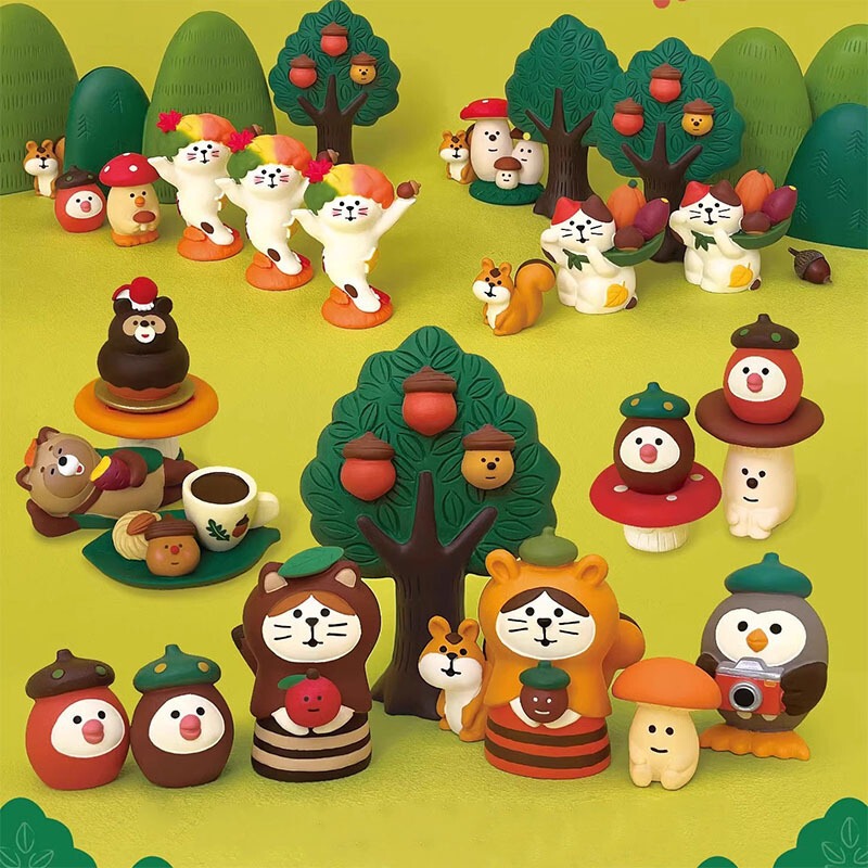 Japanese Style Cat Grocery Zakka Autumn Harvest Acorn Bird Cute Ins Style Desktop Decoration Small Ornament Gift
