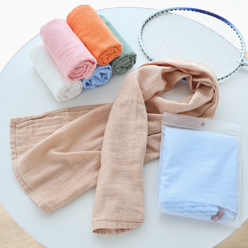 Sports Towel Pure Cotton Gauze Lightweight Sports Towel Running Gym Extended Colorful Sweat Towel Can Add Logo