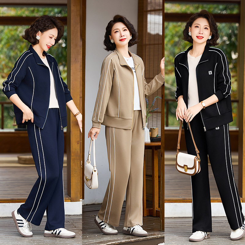 Mother's Sportswear Fashion Casual suit Middle-aged Women's Fashion Spring and Autumn New Slimming Two-piece Set