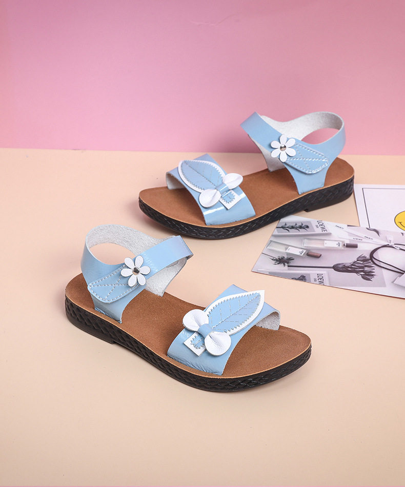 Dép sandal trẻ em đế mềm chống trơn trượt, quai ngang khóa cài, họa tiết hoa nhí — Màu tím, Xanh nhạt, màu vàng kim chi tiết 11