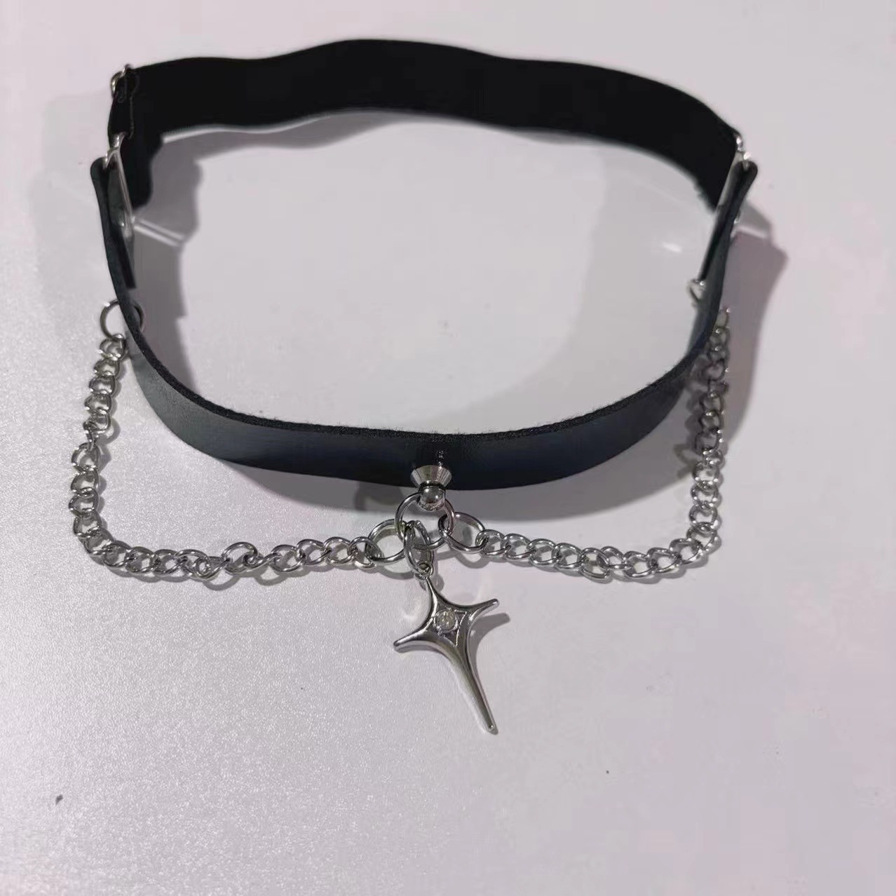 네개 별 체인 가죽 다리 링