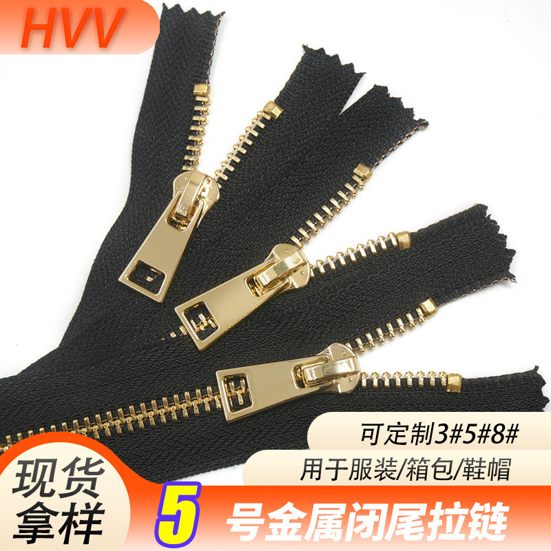 in stock No.5 Metal Zipper Gold Case Closure Clothing Placket Pants Zipper