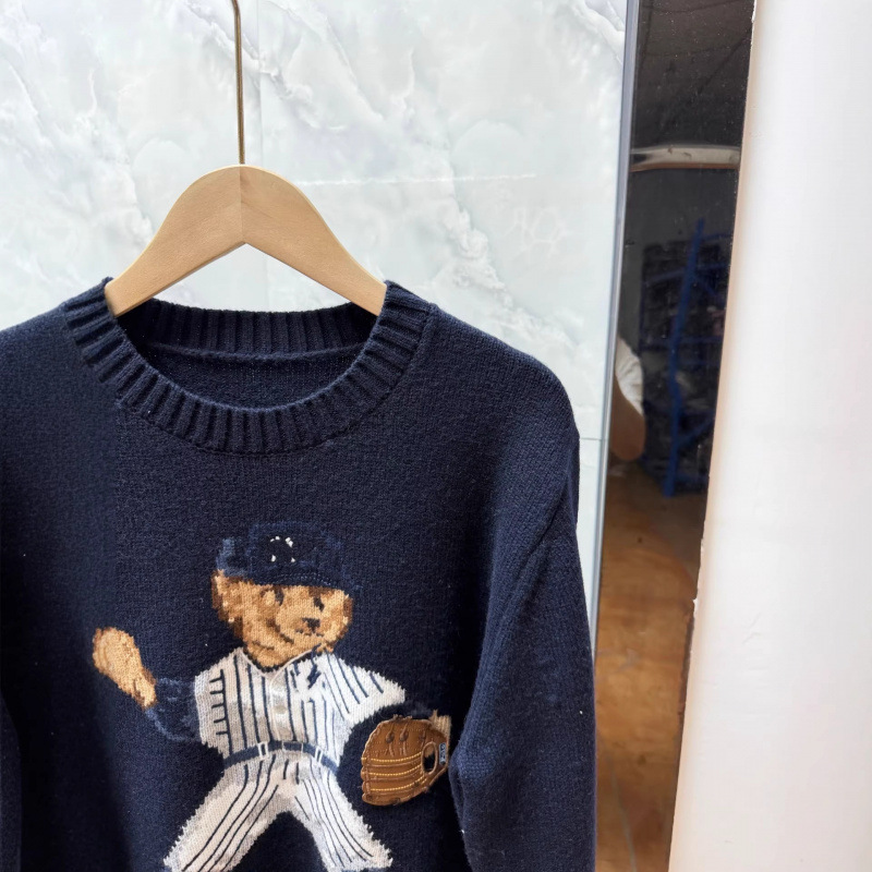 Autumn and Winter New Heavy-Duty Round-Neck Cartoon Bear Versatile Unisex Sweater Knitwear Wool Cashmere