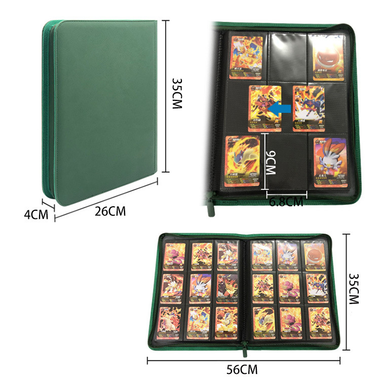 Factory customized cross-border supply 9 Palace elegant green card book large capacity double-sided loose-leaf card storage book