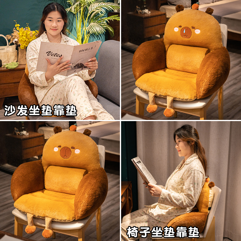 Cojín Integral con Soporte Lumbar de Peluche para Oficina y Dormitorio