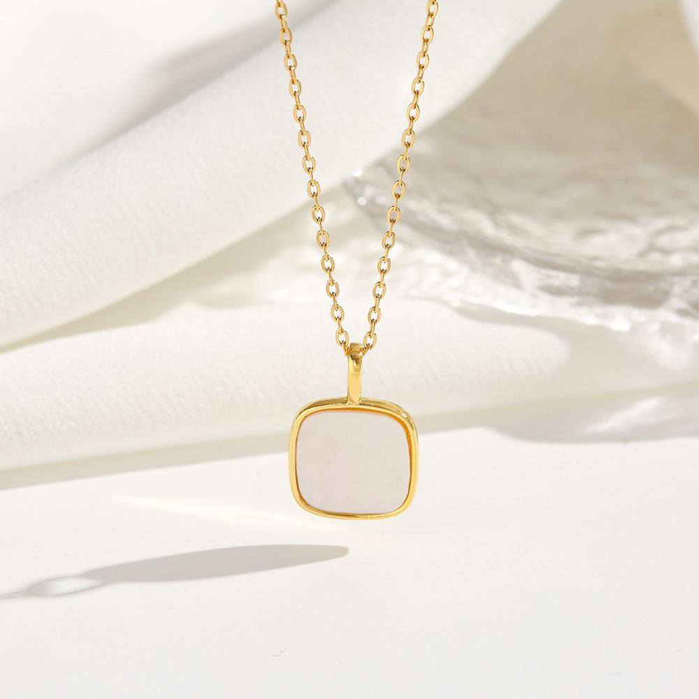 Silver Square Mother-of-Pearl Necklace