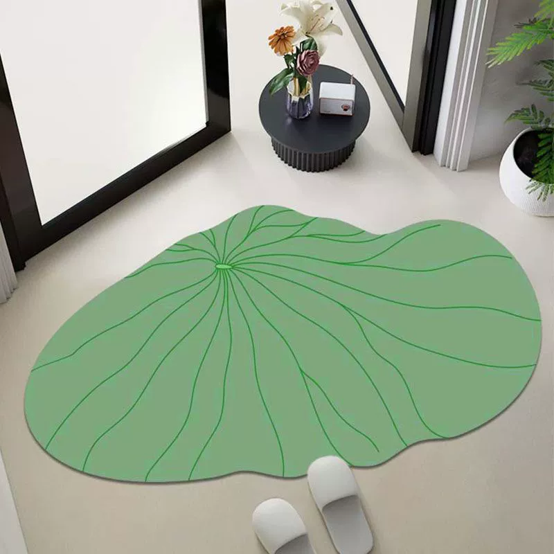 Простой и элегантный коврик для ванной комнаты из диатомовой грязи с листьями лотоса, впитывающий коврик специальной формы в форме листа, нескользящий коврик для ног для ванной комнаты