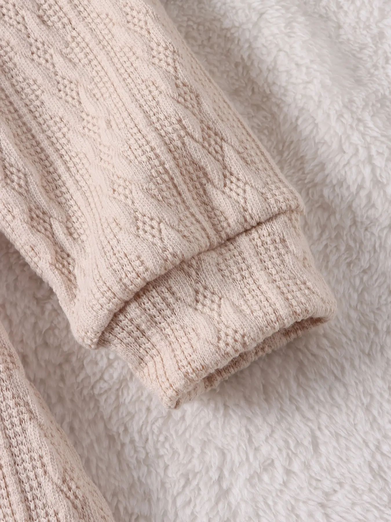 Girls Knitted Dress With Textured Details Long Sleeve Casual_voghion.com