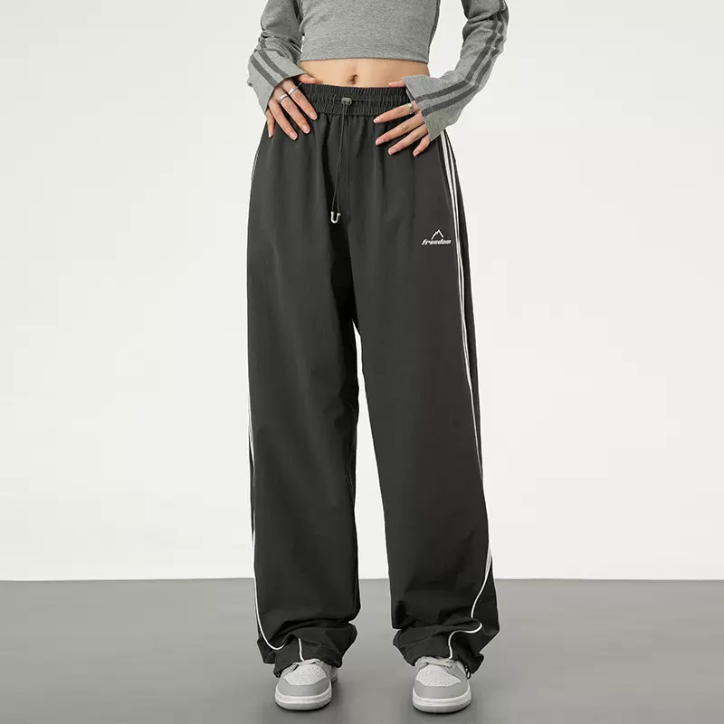 盐系直筒男式休闲裤 加绒垂感宽松阔腿裤 春秋季百搭男裤