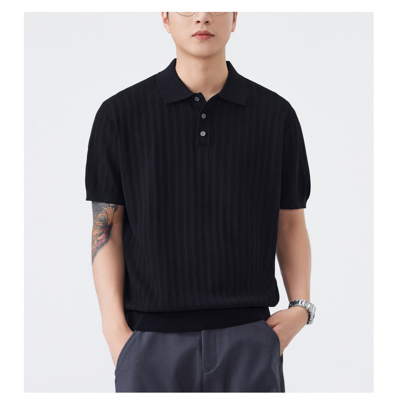 Summer New Arrival Men's Casual Polo Shirt Versatile Trendy And Luxurious Knitted Short Sleeve T-Shirt_viptrois.com