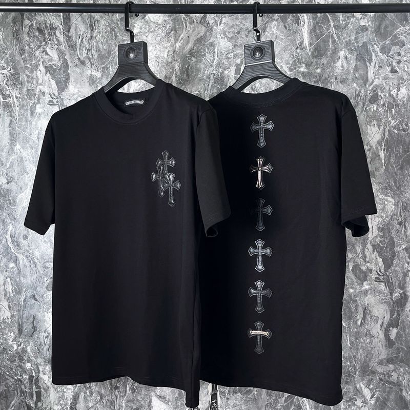 24クロスボーダートレンディブランドCh Crow*Horseshoe SanskritラウンドネックTシャツ半袖万能男女Tシャツスポット卸売|undefined