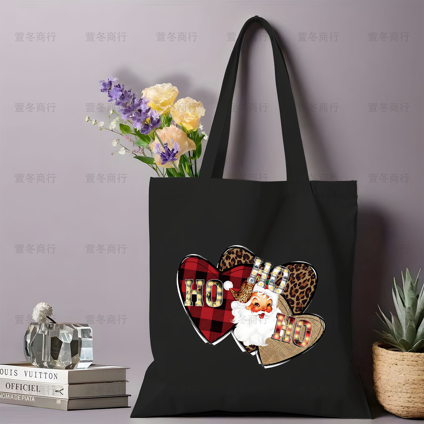 Bolsa de lona de Santa Claus de dibujos animados estudiantes bolsas de lona de mano de Navidad bolsas de hombro de gran capacidad ventas calientes transfronterizas