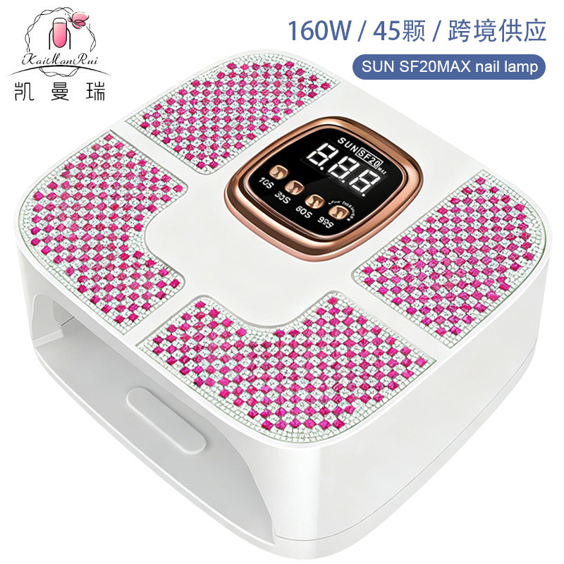 Lámpara de manicura de alta potencia de 160W, lámpara de manicura de secado rápido, pegamento de manicura UV, lámpara de fototerapia especial transfronteriza