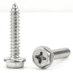 Self-tapping screw with countersink, hex head, zinc-plated, cross-recessed, for M3/M4/M5