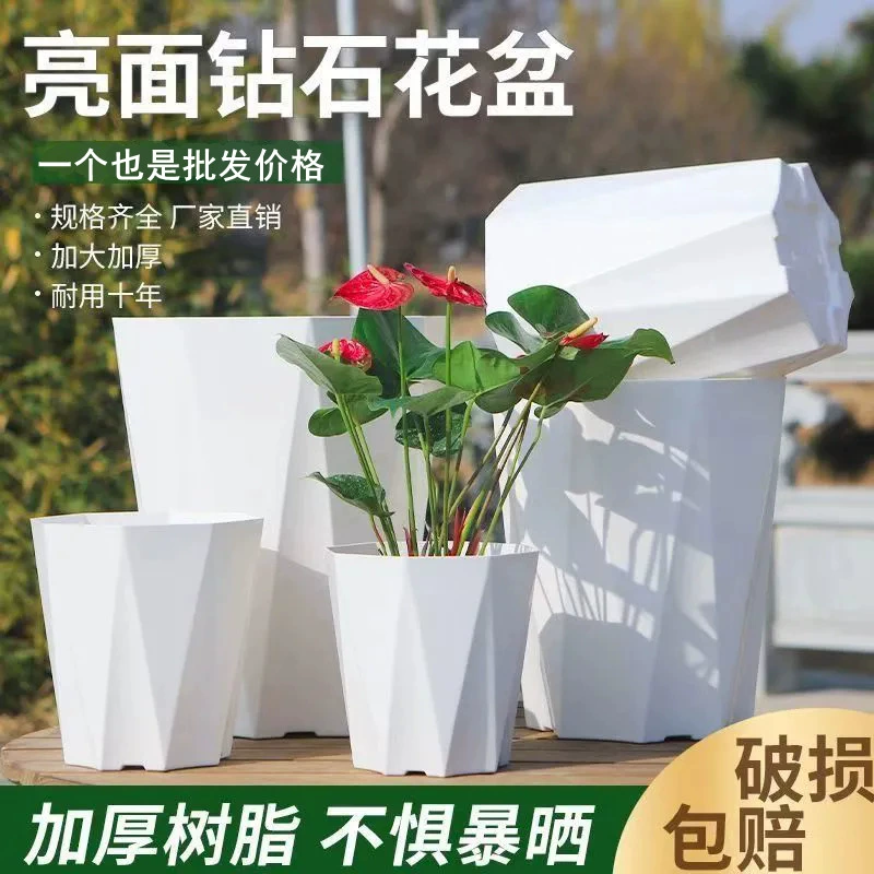 Кашпо из смолы большого диаметра для комнатных растений, утолщенное восьмиугольное кашпо в форме ромба для птицейдения и подсолнухов, с поддоном