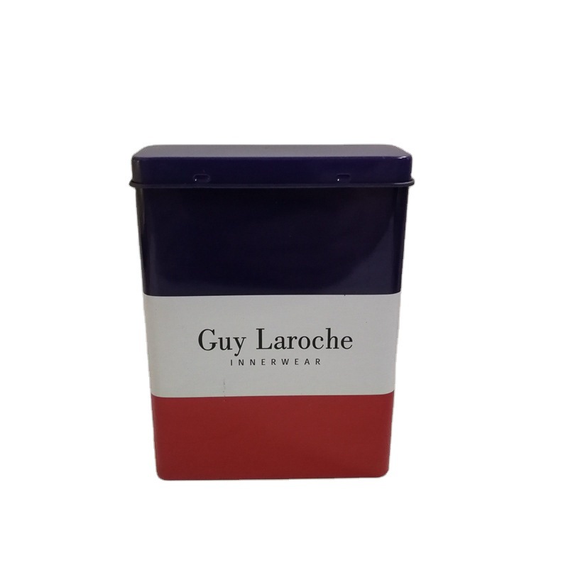 Caja de hierro de decoración en relieve rojo impresa en color flash tarjeta de té media caja de regalo de dulces rectangulares