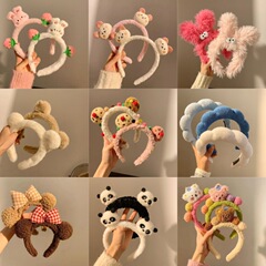 Face Wash Hairband for Girls, Cute New Cartoon Headwear for Washing Face, Applying Face Mask, Hair Tying Band, Non-Slip Plush Headband, Cartoon Hair Accessory