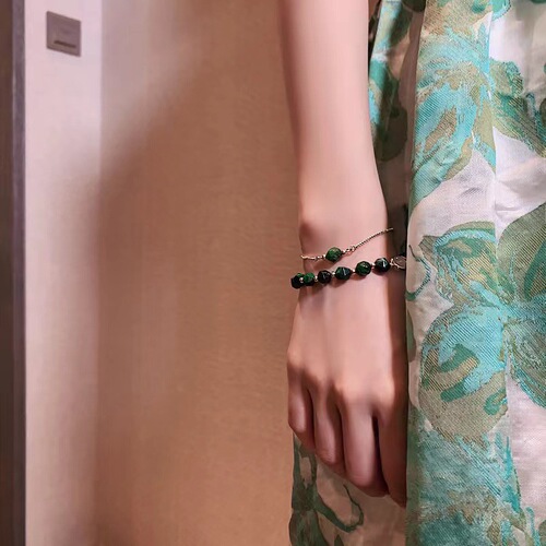 Korean style cool wind bracelet women's faceted tiger eye stone string transfer geometric simple personality women's natural crystal 