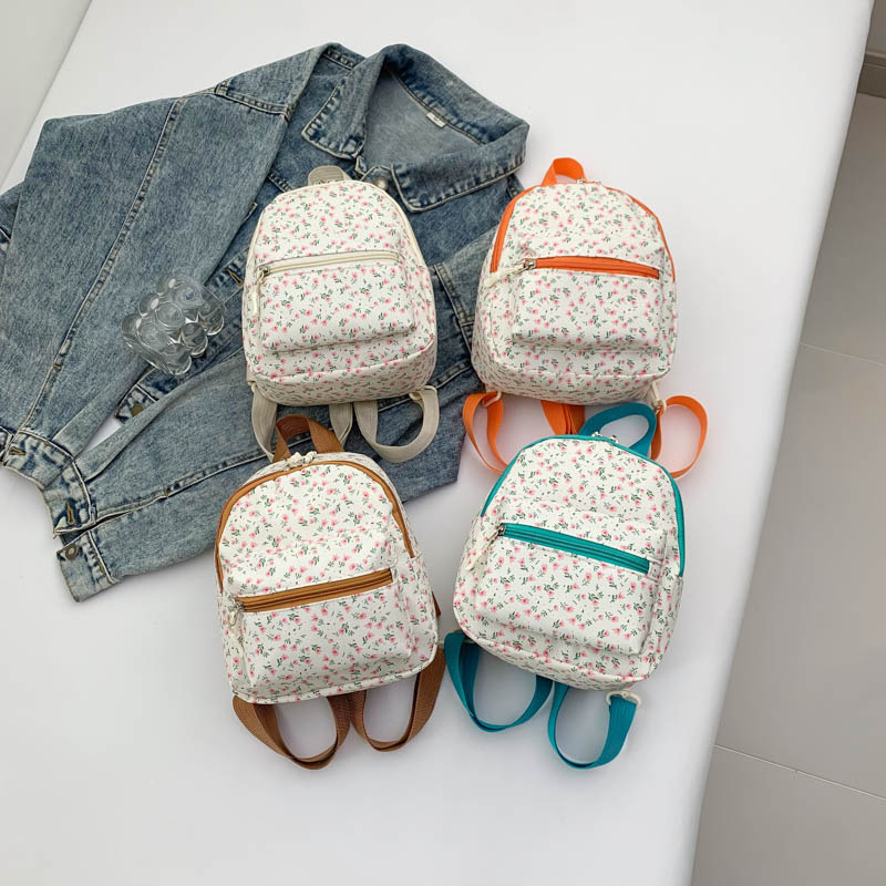 新款双肩女包时尚碎花包女孩手机包复古休闲包女孩街头立体潮包女