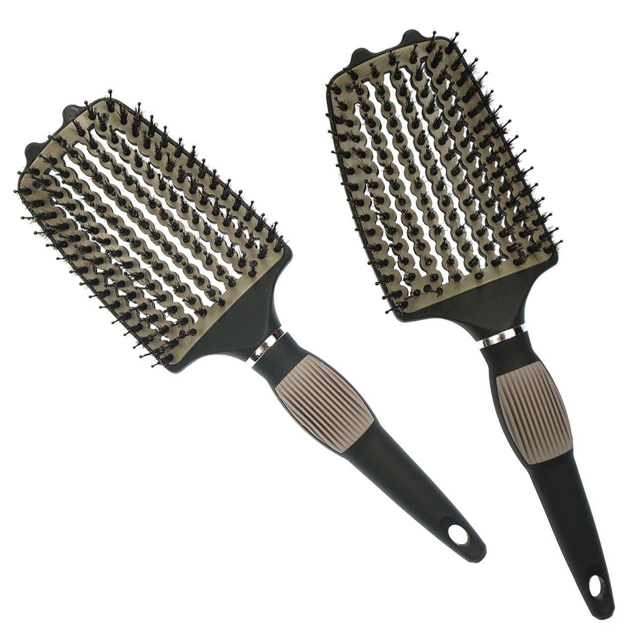弧形羊角大弯梳 猪鬃毛铝片梳 导热镂空排骨梳 按摩顺发梳 造型梳