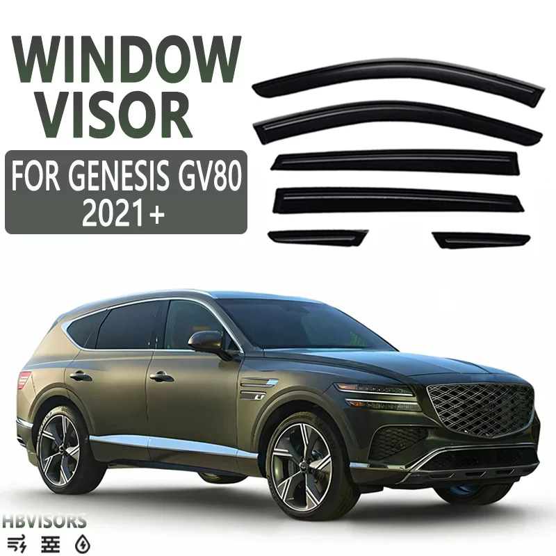 Подходит для Genesis GV80 2021+, дефлектор (ветровик) окна "Yuru Rain Believe Rain Black Samurai"