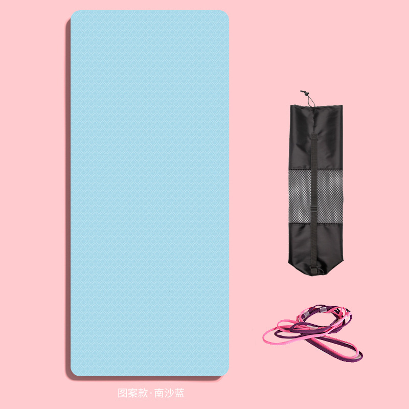 블루 TPE 요가 매트 + 바인딩 로프 + 네트백