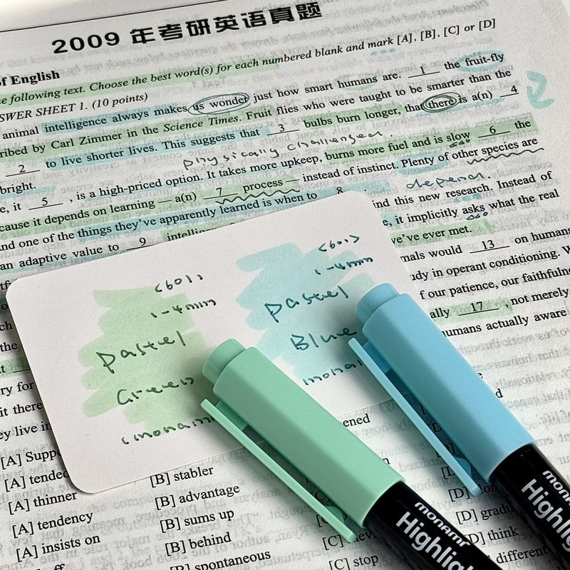 韩国慕娜美荧光笔慕那学生柔和护眼马卡龙标记记号笔淡色笔记|undefined