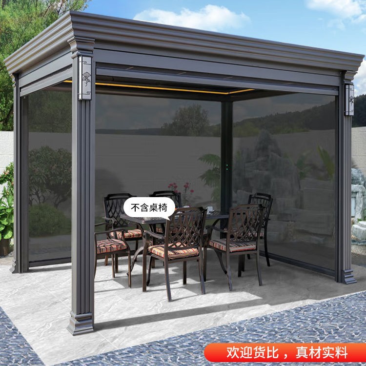 Pabellón de aleación de aluminio, persiana inteligente a prueba de lluvia, eléctrico, venta al por mayor, villa, jardín, patio, sombrilla, pabellón moderno para exteriores
