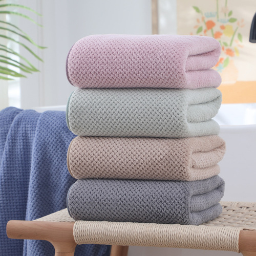 Coralline Fleece Bath Towel Manufacturer Wholesale Thick Plain Color Household For Men And Women Couple Shower Towel Live Streaming E-commerce One Piece Dropshipping