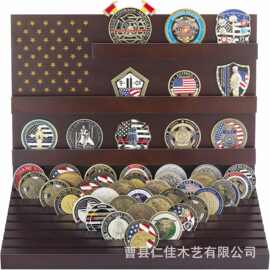 跨境奖牌纪念银币展示架木制挑战银币架多场合木制挑战银币展示架