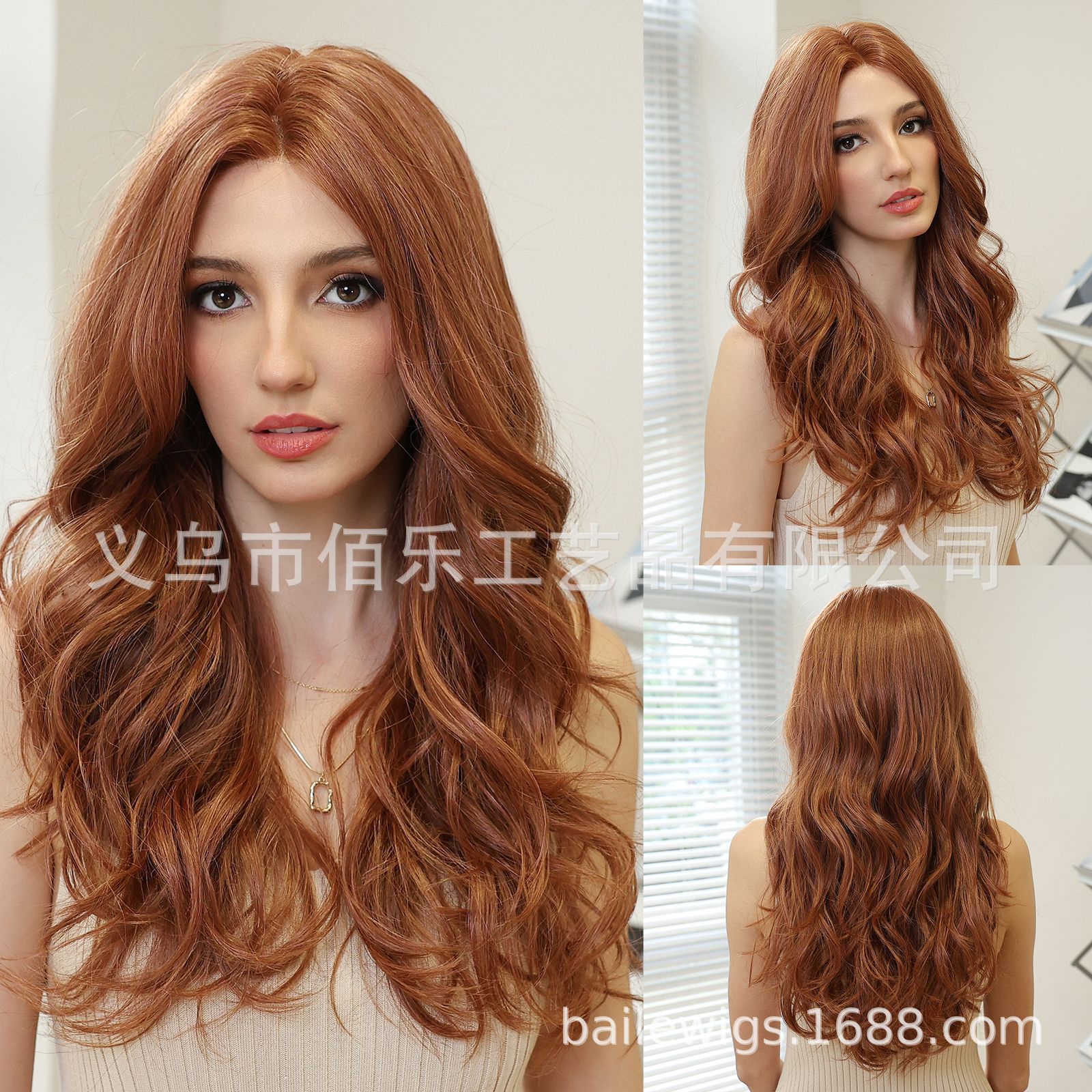 MONO gancho de mano peluca tiro real cabeza dorada capa degradada cabello largo y liso venta caliente europea y americana cubierta completa Wig