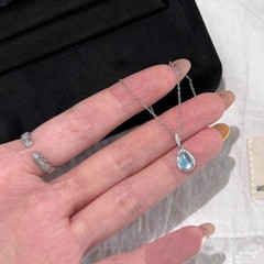 「人鱼泪珠」海蓝宝水滴项链女新款高级感颈链轻奢小众锁骨链